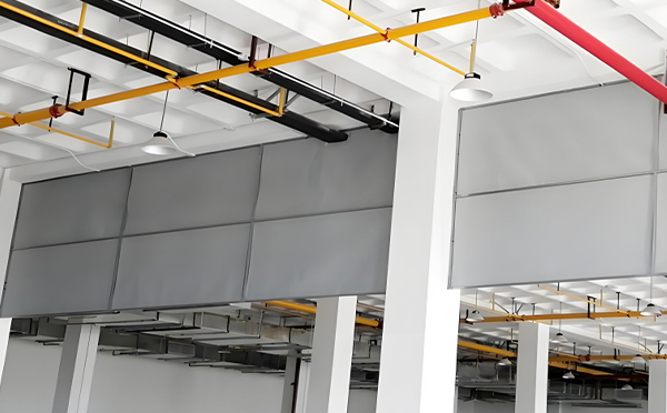 商场防烟分区常闭节点：凉州挡烟垂壁高度与控制器接线图解